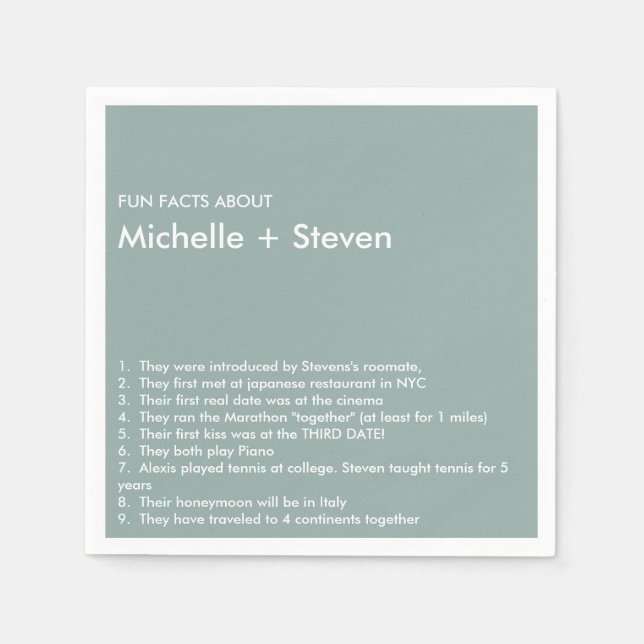 Minimal Chic Dusty Blue  | FUN FACT WEDDING Napkins (Front)
