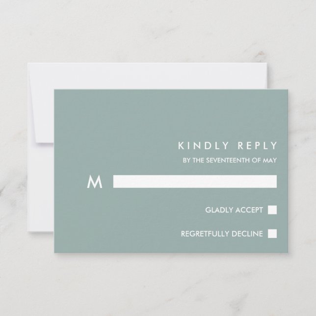 Minimal Chic Dusty Blue |  Typography Wedding RSVP Card (Front)
