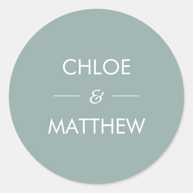Minimal Chic Dusty Blue | Wedding Custom Classic Round Sticker (Front)