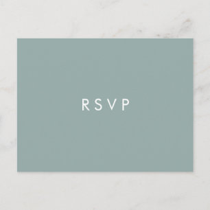Minimal chic Dusty Blue Wedding RSVP MEAL CHOICE Invitation Postcard