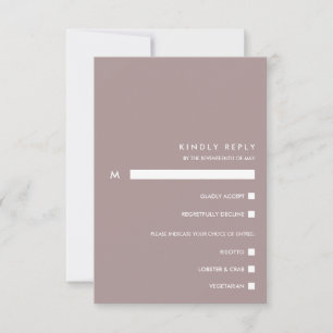 Minimal Chic Dusty Plum    RSVP Meal Choice Card