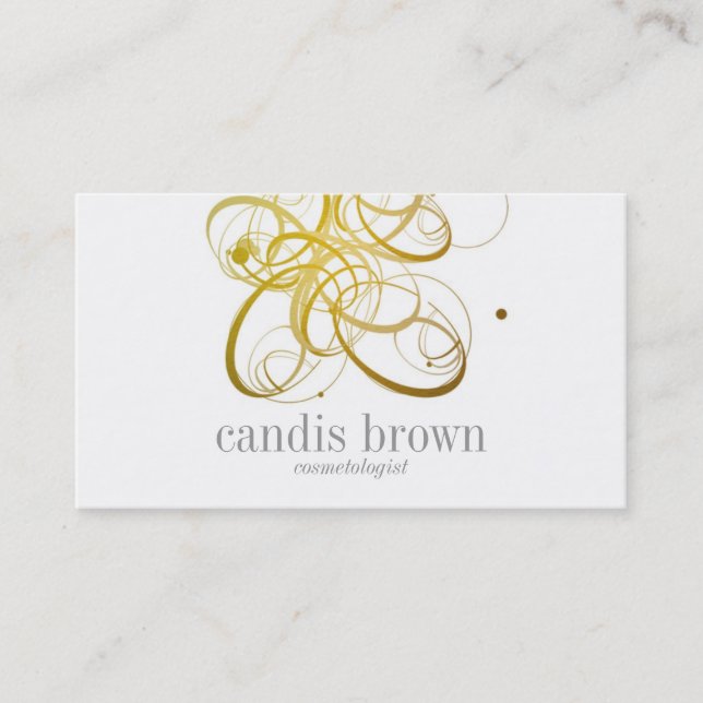 Minimal Chic Faux Gold Cosmetologist Business Card (Front)