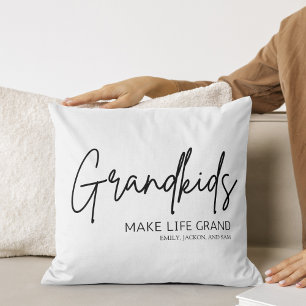 Minimal Chic Grandkids make life Grand Throw Pillow
