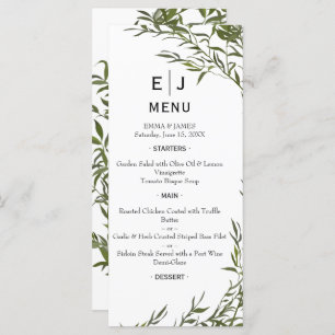 Minimal Chic Greenery Wedding Menu