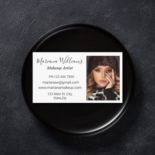 minimal chic handwriting makeup artist photo  business card