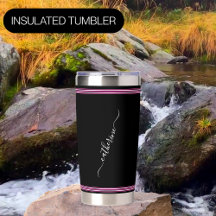 Minimal Chic Handwritten Name Black White Hot Pink