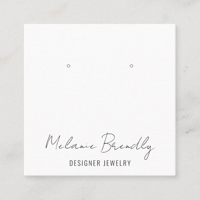 Minimal Chic Jewelry Earring Display  Square Business Card (Front)