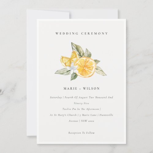Minimal Chic Lemon Boho Botanical Wedding Invite