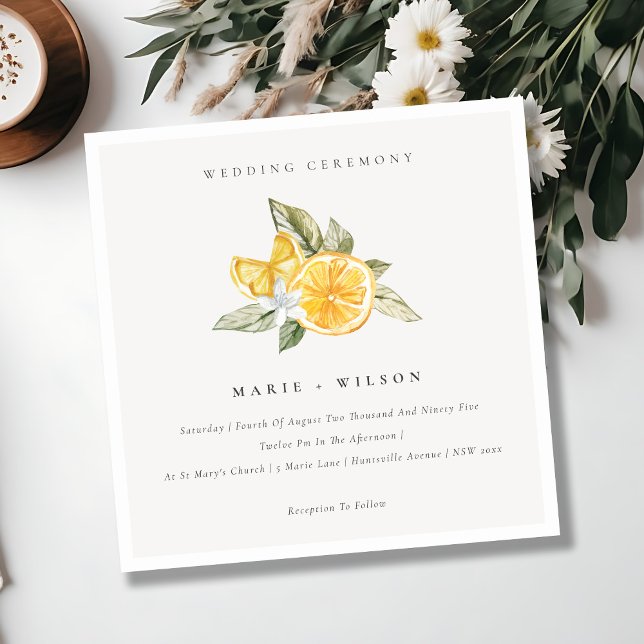 Minimal Chic Lemon Boho Botanical Wedding Invite (Creator Uploaded)