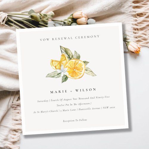 Minimal Chic Lemon Boho Fauna Vow Renewal Invite