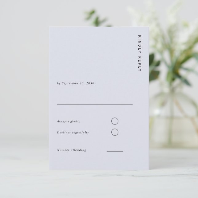Minimal & Chic Light Blue Modern Simple Wedding RSVP Card (Standing Front)