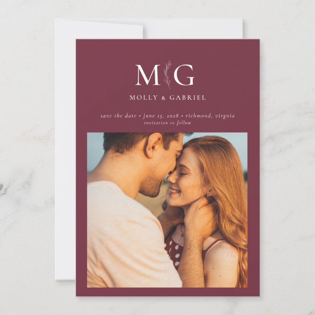 Minimal Chic | Monogram Photo Save the Date (Front)