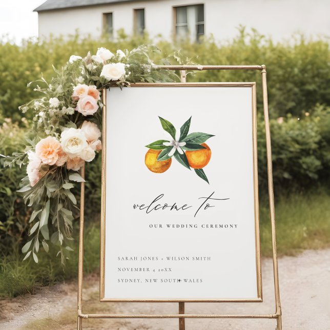 Minimal Chic Orange Boho Botanical Wedding Welcome Foam Board (Creator Uploaded)