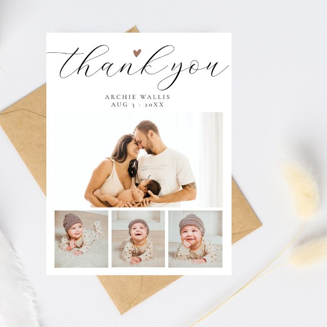 Minimal Chic Photo Collage Baby Shower Thank You  Postcard (Creator Uploaded)