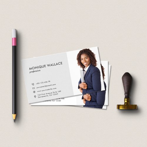 Minimal Chic Professional Vertical Photo Icon Business Card