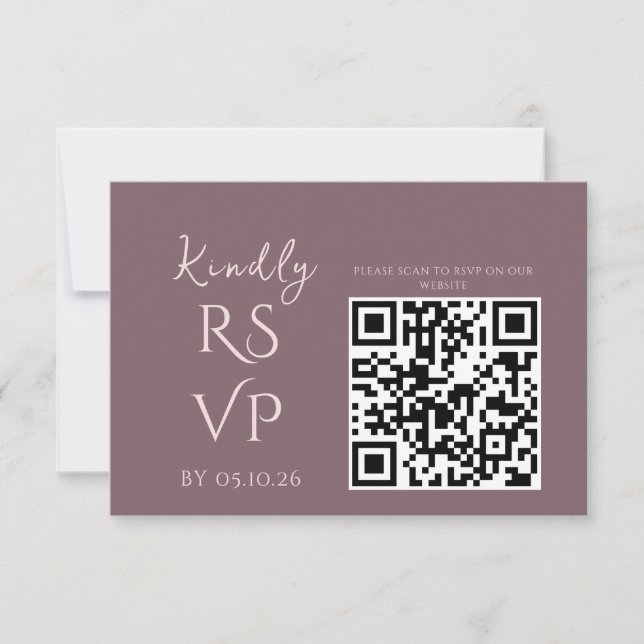 Minimal Chic Prune and Blush Wedding RSVP Card (Front)