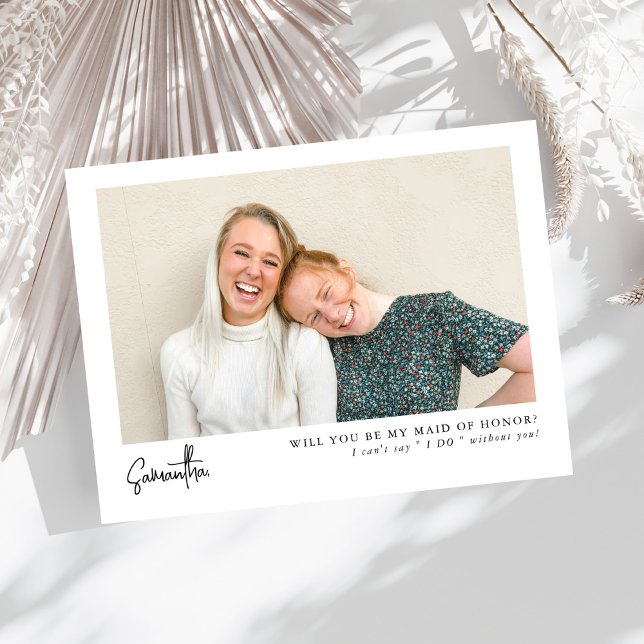 Minimal Chic Script Photo Maid of Honor Proposal  (Creator Uploaded)