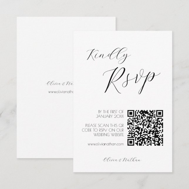 Minimal Chic Script Wedding rsvp card (Front/Back)