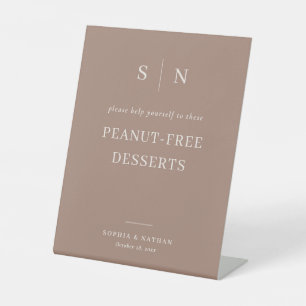 Minimal Chic Taupe Peanut-Free Desserts Wedding Pedestal Sign