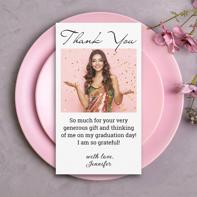 minimal chic thank you graduation photo   note card (Creator Uploaded)