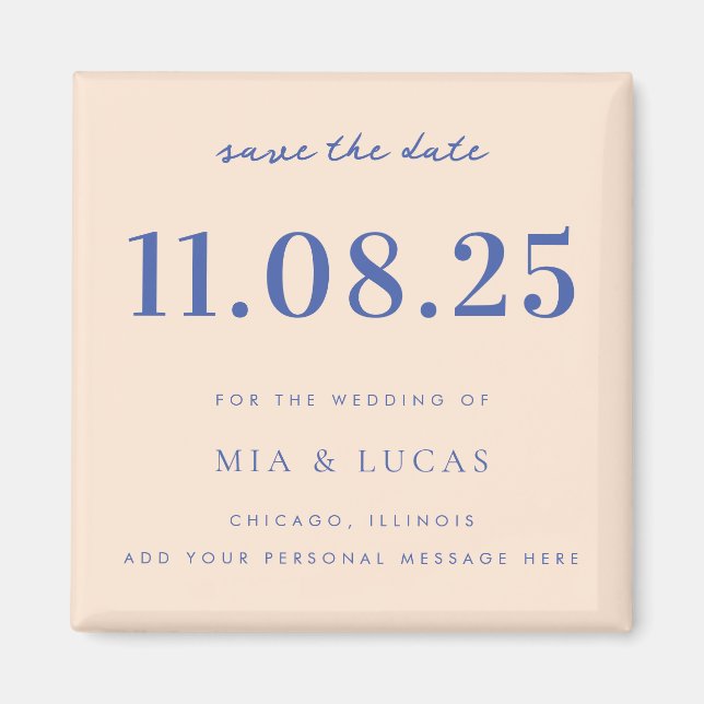 Minimal Chic Wedding Date Non-Photo Save The Date Magnet (Front)