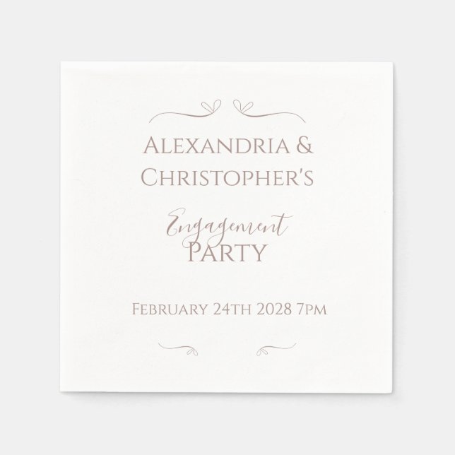 Minimal Chic Wedding Engagement Party Napkins (Front)