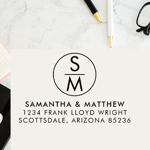 Minimal Chic Wedding Monogram Return Address Self-inking Stamp