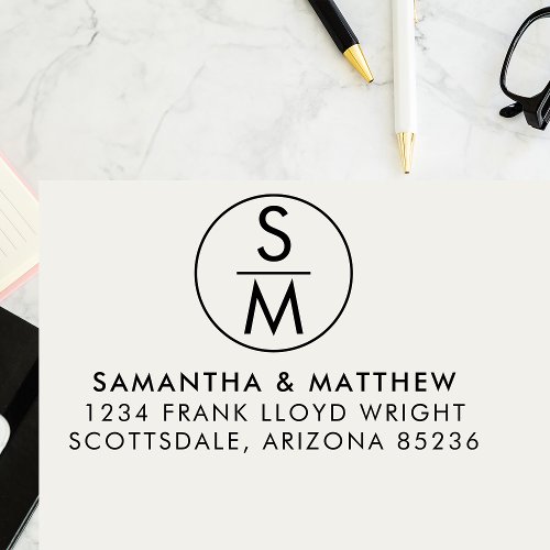 Minimal Chic Wedding Monogram Return Address Self_inking Stamp