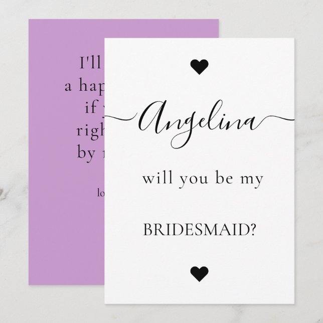 Minimal Chic Will You Be My Bridesmaid Proposal  Invitation (Front/Back)
