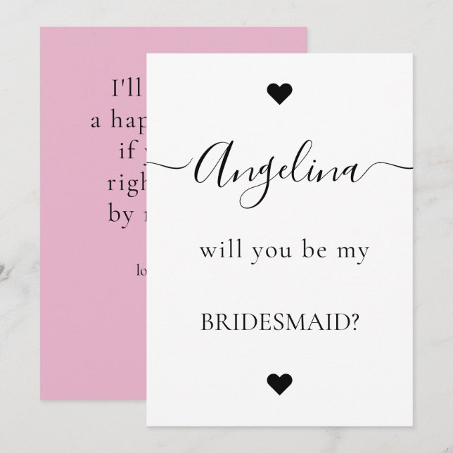 Minimal Chic Will You Be My Bridesmaid Proposal  Invitation (Front/Back)