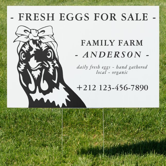 Minimal Chicken Farm Fresh Eggs For Sale Sign (Insitu)