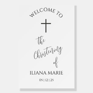 Minimal Christening Welcome Sign