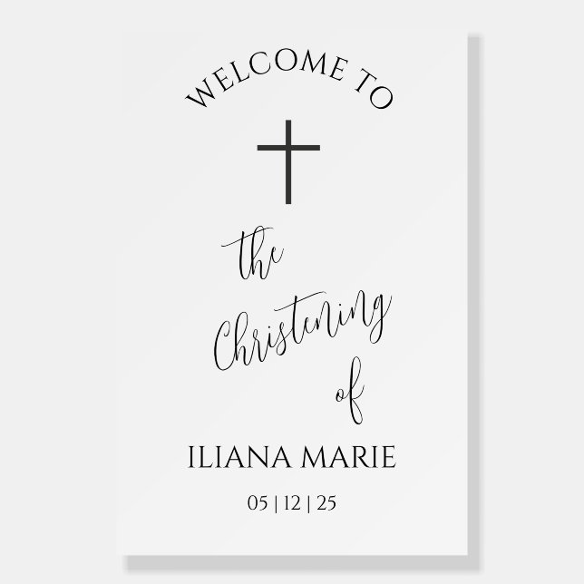 Minimal Christening Welcome Sign (Front)