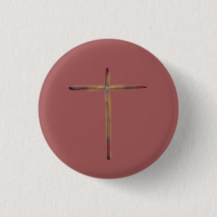 Minimal Christian Cross Pink Button