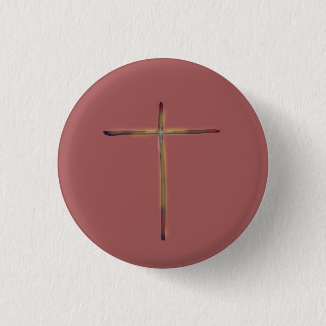 Minimal Christian Cross Pink Button (Front)
