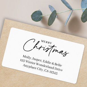Minimal Christmas Address Label Simple White