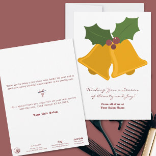 Minimal Christmas Bells & Bay Leaves Holiday Card