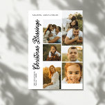 Minimal Christmas Blessings Script Family 6 Photos Holiday Card