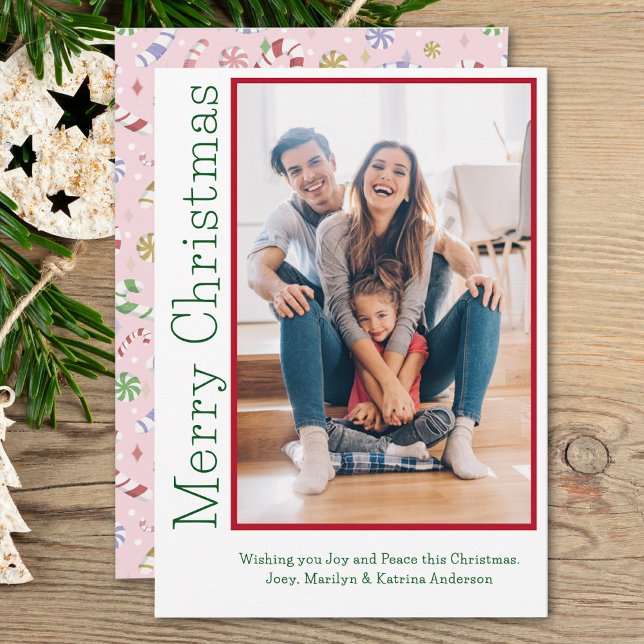 Minimal Christmas Colors Family Photo Holiday Card (Creator Uploaded)