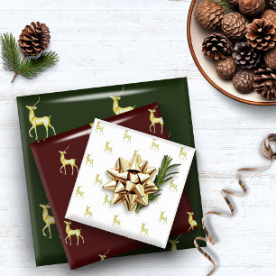 Minimal Christmas Gold Reindeer Wrapping Paper Sheets