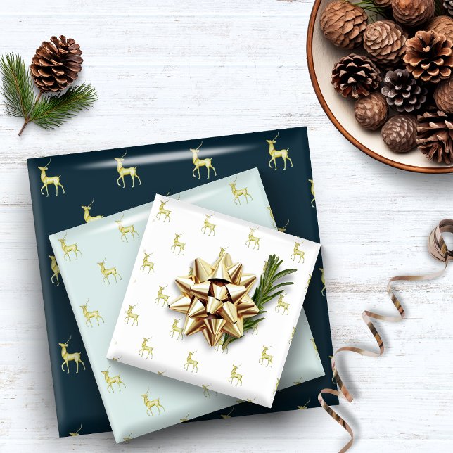Minimal Christmas Gold Reindeer Wrapping Paper Sheets (Creator Uploaded)