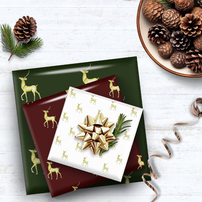 Minimal Christmas Gold Reindeer Wrapping Paper Sheets (Creator Uploaded)