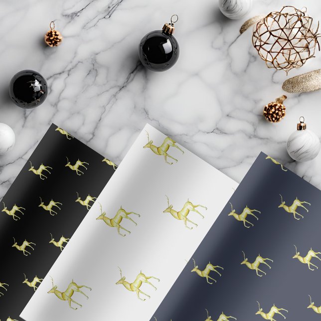 Minimal Christmas Gold Reindeer Wrapping Paper Sheets (Creator Uploaded)