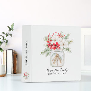 Minimal Christmas Mason Jar Family Holiday Recipe 3 Ring Binder