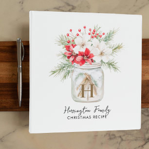 Minimal Christmas Mason Jar Family Monogram Recipe 3 Ring Binder