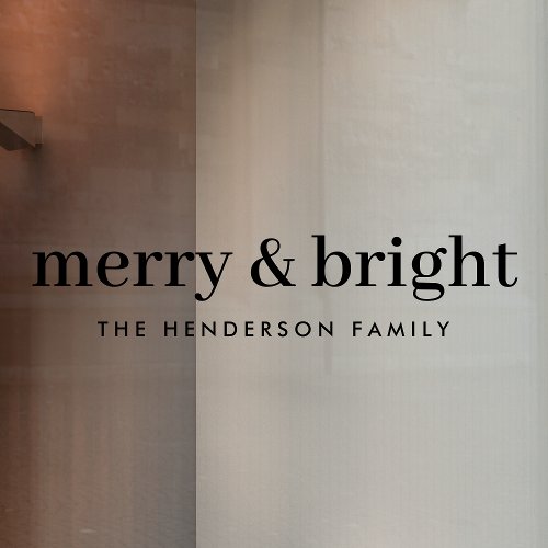 Minimal Christmas  Merry and Bright Modern Black Window Cling