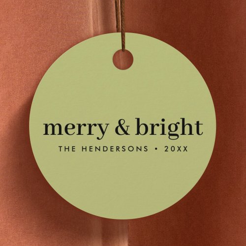 Minimal Christmas  Merry and Bright Olive Green Favor Tags