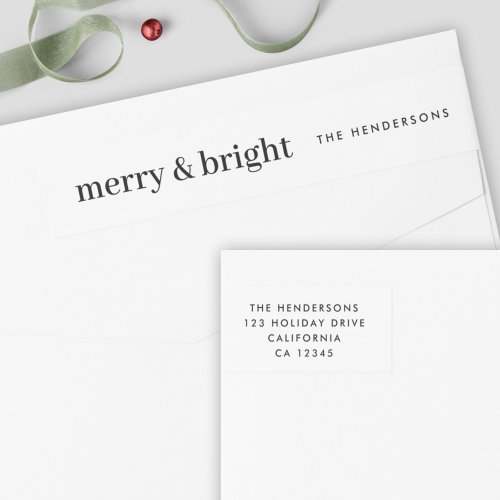 Minimal Christmas Merry and Bright Return Address Wrap Around Label