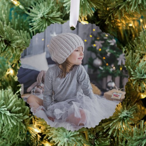 Minimal Christmas  Merry and Bright Simple Photo Ornament Card