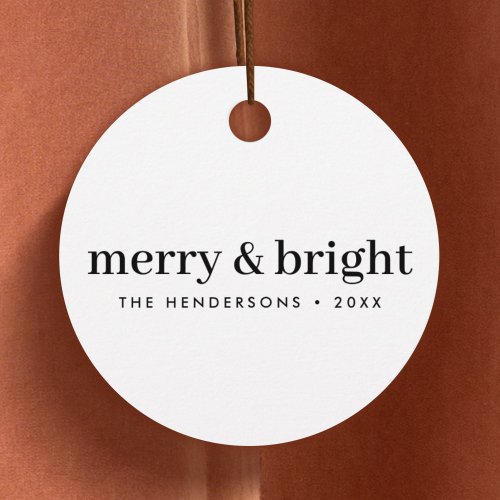 Minimal Christmas  Merry and Bright Simple White  Favor Tags
